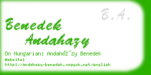 benedek andahazy business card